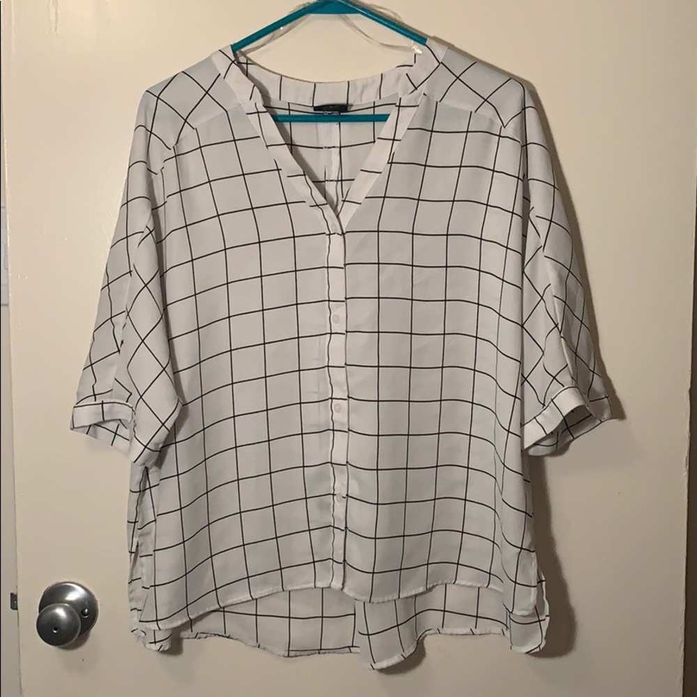 white and black dress blouse